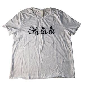 H&M Women’s White T-shirt “Oh la la” Size Medium